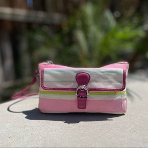 Cream Pink Green Coah Wristlet